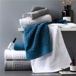 Large Luxury Good Absorption Soft Plain Jacquard Dobby 100% Cotton Bath Towels Set for Bathroom and 5-Star Hotel