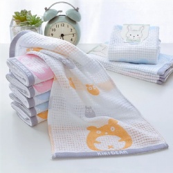 Custom Cartoon Jacquard Printed 100% Cotton Waffle Bath Towel Soft Face Towel Kids Baby Bathroom Gift