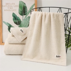 Antibacterial Luxury Undyed Natural Primary Color 100% Cotton Bath Towel Set