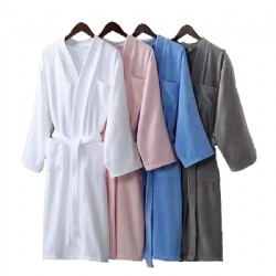 Wholesale Customized Size High Quality Soft Woven Waffle Unisex 100% Cotton Men and Women Bath Towel Robe Set